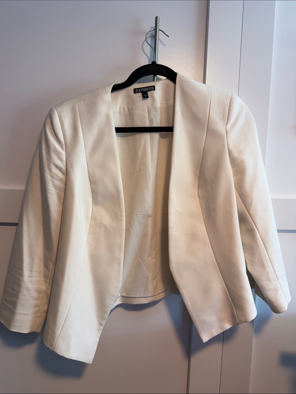 Express Cream Open-Front Tailored Blazer